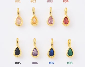 Teardrop Gemstone Charms in Gold Filled, Drop Pendant Charm for Bracelet DIY Jewelry Making, Birthstone Jewelry Charm for Bracelet, CP2318