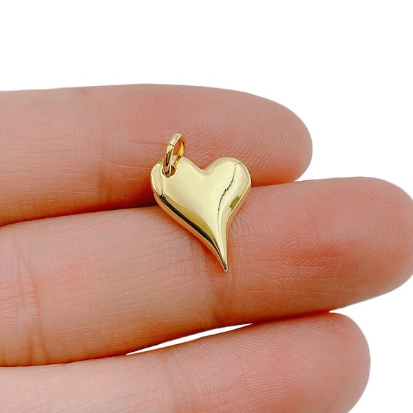 14K Gold Filled Heart Charm Medallion Pendant, Gold Necklace Pendant for Necklace Bracelet Charm Component Supply, 12mm, CP1301