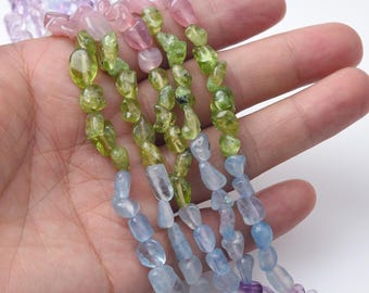 Aquamarine Peridot Citrine Chip Freeform Nugget Beads, 10mm Mixed Natural Gemstone Crystal Bead Strand for DIY Jewelry Making, GRN526