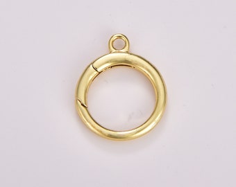 Anillo de resorte con cierre de presión, chapado en oro de 18 quilates, para joyería, collares, pulseras y tobilleras, 22 x 18 mm, CL527