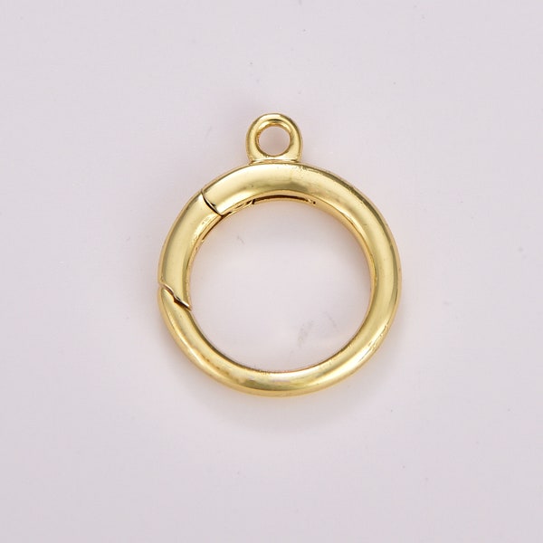 Push Spring Ring, Gold Filled Spring Gate Ring, 18K Gold Filled Spring Ring for Jewelry Necklace Bracelet Anklet Making, 22x18mm, CL527