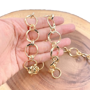 Thick Gold Fancy Twisted Chain by Yard,18K Gold Filled Chain, Wholesale bulk Roll Chain for Bracelet, Necklaces Jewelry Making, 19mm, CH260