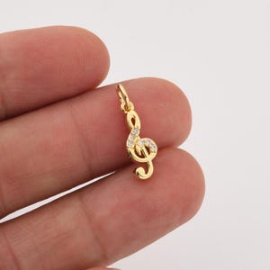 Music Note Charm Pendant in Gold Filled, Treble Clef Pendant for DIY Necklace Bracelet Jewelry Making, Gift for Musician Music Lover, CP2289