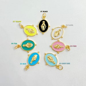 Ciondolo in smalto della Vergine Maria, Nostra Signora di Guadalupe, collana della Vergine Maria, bracciale della Vergine Maria, ciondolo della Vergine Maria in oro laminato, 19 x 13 mm, CP882
