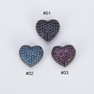 Black CZ Heart Spacer Bead, CZ Micro Pave Heart Beads, Heart Bead for Bracelet Necklace DIY Jewelry Making, Personalized Jewelry, Gift BD643