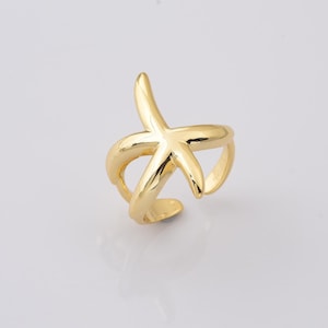 Dainty Starfish Ring, Gold Filled Open Adjustable Ocean Inspired Ring, Beach Jewelry Making, Minimalist Gift for Summer Vacation Wear, RG232