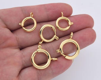 Chiusura a molla in oro, chiusura ad anello a molla semplice, chiusura per bracciale, chiusura per collana, chiusura per bracciale in oro per la creazione di gioielli, CL425