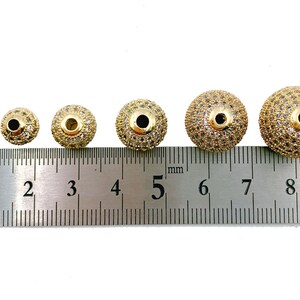 Round Ball Beads 22K Gold Filled CZ Micro Pave Round Ball Beads Shamballa Ball Beads Cubic Zirconia CZ Pave Beads up-to 14mm BD051 image 7
