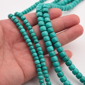 Green Turquoise Gemstone Rondelle Beads 7mm Natural, 15.5 Inches Strand 6mm Charm Beads for Bracelet Necklace DIY Jewelry Making, TUQ074