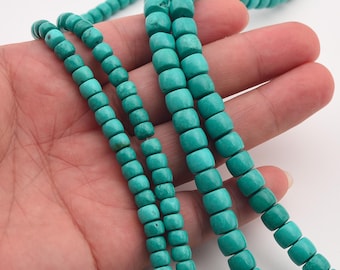Green Turquoise Gemstone Rondelle Beads 7mm Natural, 15.5 Inches Strand 6mm Charm Beads for Bracelet Necklace DIY Jewelry Making, TUQ074