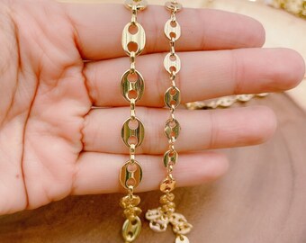 14K Gold Necklace Link Chain by Foot 5mm width for Necklace Bracelet Component Unfinished Chain, Chain DIY Jewelry Making Supply, CH151