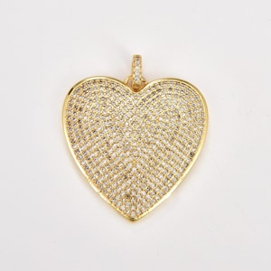Ciondolo a forma di cuore con zirconia cubica, ciondolo d'amore per collana, bracciale, creazione di gioielli, ciondolo con ciondolo, creazione di gioielli, 30 mm CP329
