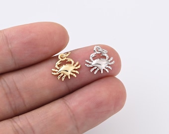 Dainty Crab Charm Pendant Gold Filled, Ocean Sea Life Necklace Pendant for DIY Jewelry Making, Cute Beach Coastal Accessory Gift, CP2341