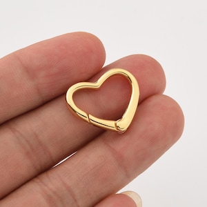 Heart Clasp Lock Connector for Keychain in Gold Filled, Heart Carabiner Necklace Pendant for DIY Jewelry Making, Heart Bag Charm Hook, CL611
