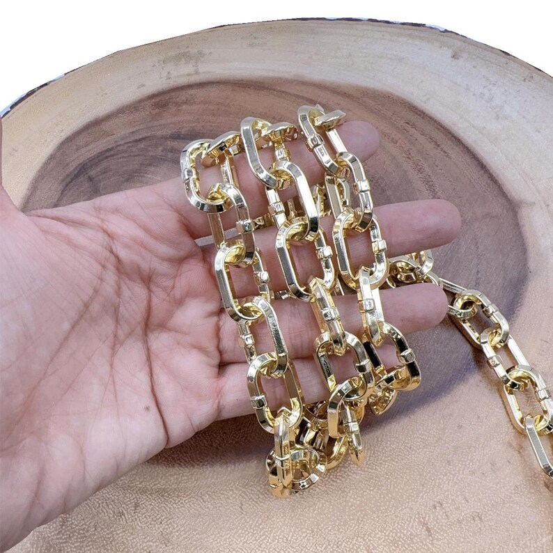 Stainless Steel Oval Paper Clip Chain by Foot, Gold Filled Unfinished