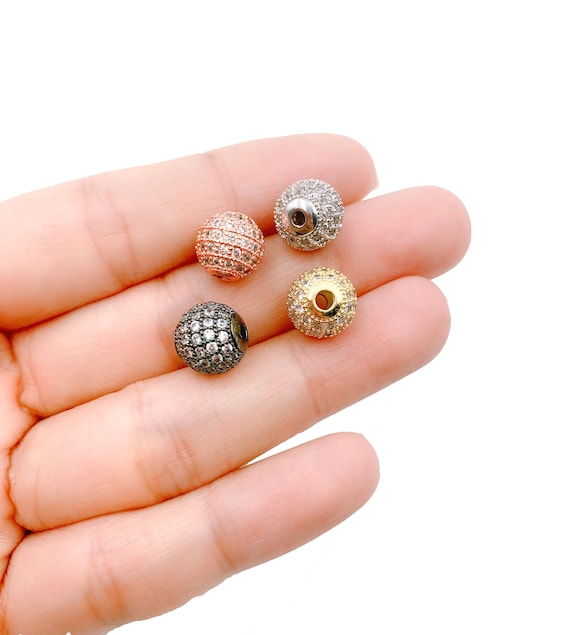 Round Ball Beads 22K Gold Filled CZ Micro Pave Round Ball Beads Shamballa Ball Beads Cubic Zirconia CZ Pave Beads up-to 14mm BD051
