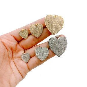 Ciondolo a forma di cuore in oro riempito, grazioso ciondolo a forma di amore con micro pavé di zirconi cubici per componenti di gioielli, ciondoli, bracciali e orecchini, CP329