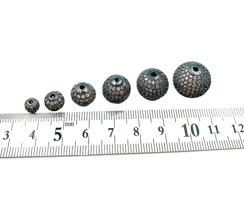 Round Ball Beads 22K Gold Filled CZ Micro Pave Round Ball Beads Shamballa Ball Beads Cubic Zirconia CZ Pave Beads up-to 14mm BD051 image 11