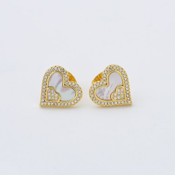 [LLOYD] 14K☆Heart pearl Earrings Vintage Heart Shaped Mabe Pearl and 14K Gold Earrings