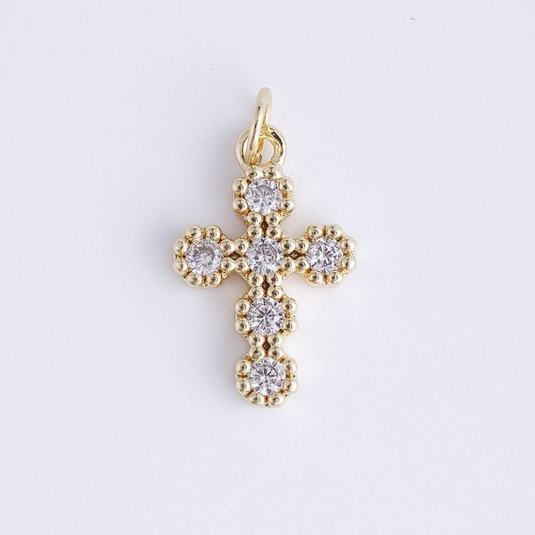 Dainty Cubic Cross Charm Micro Pave cross charm for Bracelet Necklace Pendant Religious Necklace 24K Gold Filled Cross Jewelry Making CP1931