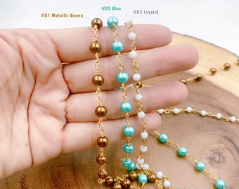 Schelp parel rozenkrans kralenketting, 18K gold filled met draad gewikkelde ketting te voet, groothandel parelmoerketting voor sieradenlevering 6 mm CH238