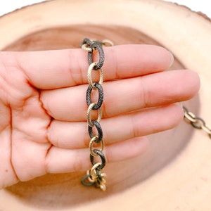 Two Tone Cable Gold Chain by Yard, Gold Oval Link Chain by Foot, Wholesale Textured Cable Chain for Jewelry Making, Chain Necklace, CH137