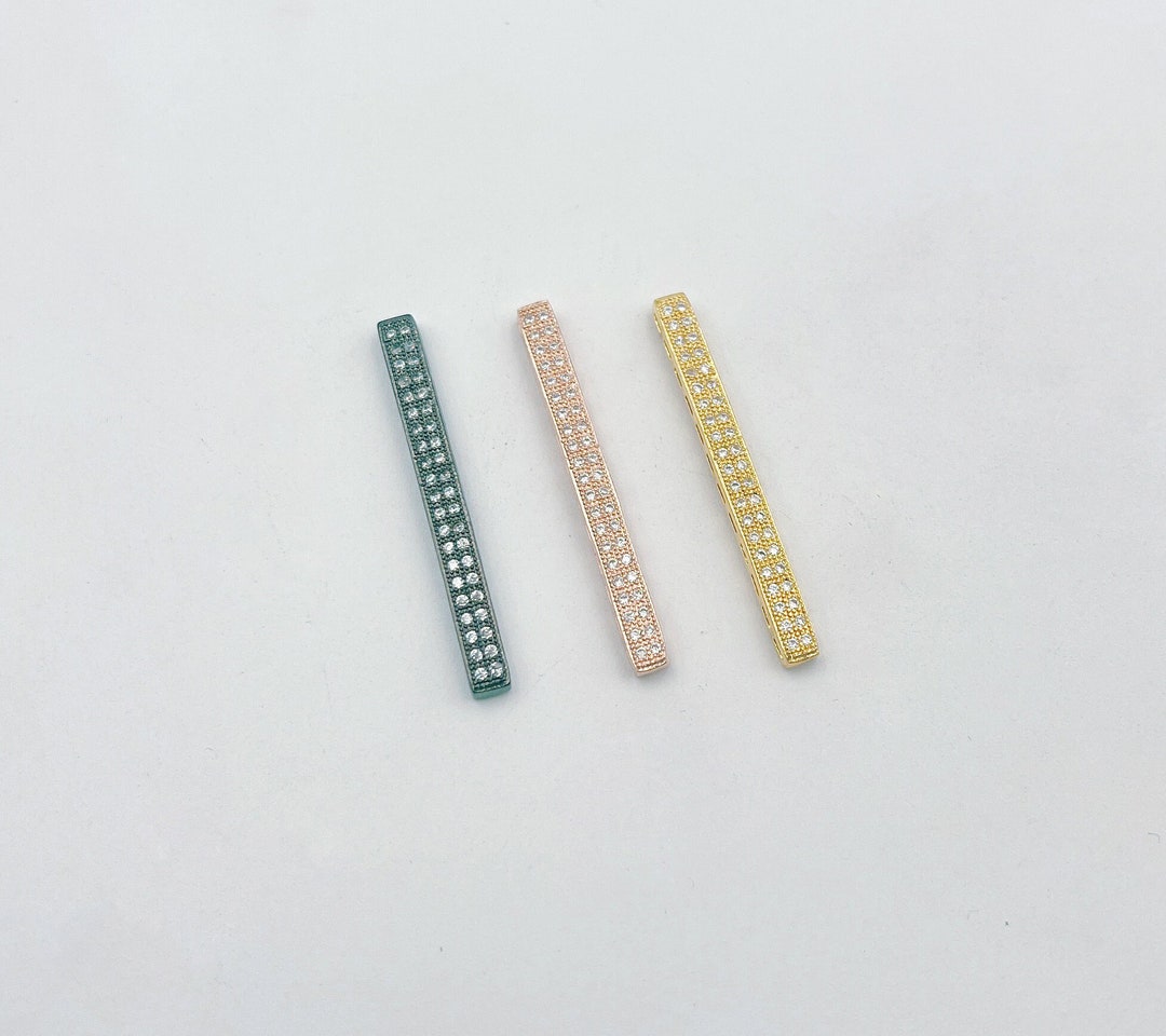 12 Holes Divider Rectangular Bar Spacer Beads in Gold Filled, CZ Micro ...