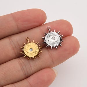 Evil Eye Charm Pendant Gold Filled, Stainless Steel Sunburst CZ Eye Pendant Necklace for DIY Jewelry Making, Elegant Gift for Women, SCP114