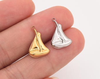 2 Ciondoli In Metallo Dorato A Forma Di Barca Origami - Vintage Parts - 31x14 Mm - Ideali Per Gioielli Fai Da Te - 5