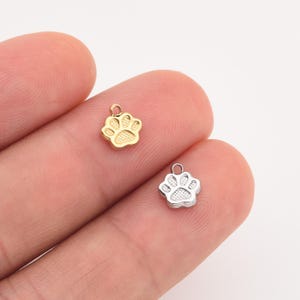 Ciondolo con impronta di zampa riempito d&#39;oro per bracciale, ciondolo per collana in acciaio inossidabile a forma di animale domestico per la creazione di gioielli fai da te, regalo per gli amanti degli animali, SCP075