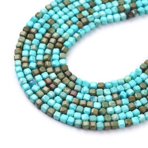 Cube Turquoise 2mm Beads Real Genuine Blue Green Faceted, Gemstone Jewelry Making, Natural Gemstone Micro Laser Diamond Cut 15.5&quot;, TUQ004