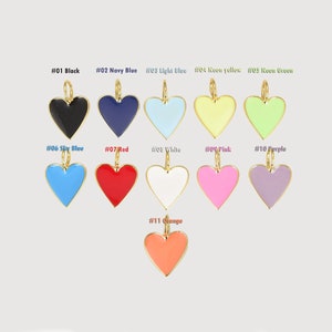 Piccolo ciondolo a forma di cuore in smalto neon, ciondolo a forma di cuore, ciondolo a forma di cuore, collana con cuore d'amore, ciondolo a forma di cuore in smalto dorato riempito 15 mm, CP965