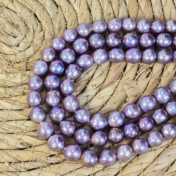 10-11mm High Luster Purple Freshwater Pearls, 15.5″ Full Strand