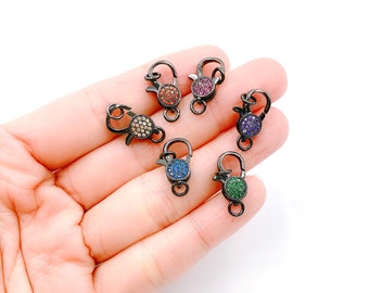 CZ Lobster Claw Clasp, CZ Micro Pave Pendant Enhancer with Screw On Mechanism Lobster Swivel Clasps Interlocking Jewelry Making, CL324