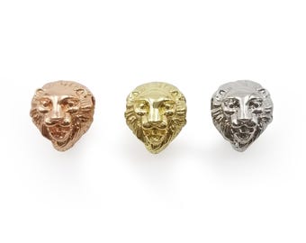 Gold Filled 3D Löwenkopf Charm Beads für DIY Schmuckherstellung, Spacer Beads Lion Tierkopf, Space Beads Lion Charms Schmuckzubehör, BD076