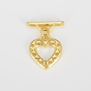 Gold Heart Toggle Clasp with Jump Ring, Gold OT Clasp for Jewelry Making Supply, 18K Gold Filled Clasp for Jewelry Making, 20x16mm, CL506