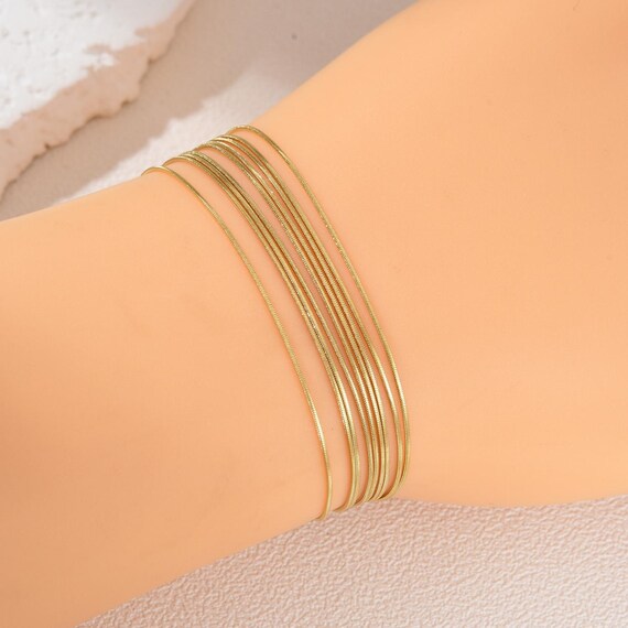 Bracelet Double Rang Doré Réglable En Acier Inoxydable - Bijou Chaîne Sans Marque, Neuf Sans Emballage