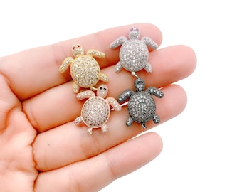 Schildpad bedel hanger kraal met CZ micro effenen, gold filled zeeschildpad kraal, schildpad kraal bedel voor armband voor doe-het-zelf sieraden maken, BD047