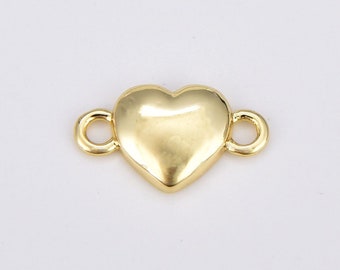 Gold Heart Link Charm Connector, 18K Gold Filled Heart Connector ,Love Bracelet Link Connector Bracelet Necklace DIY Jewelry Findings,CN469