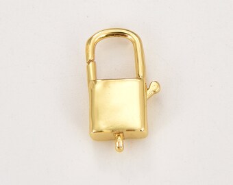 Padlock Spring Clasp, Square Shape Lobster Clasp Minimalistic Gate Clasp Push Gate Ring, Classy Clasp Gold Clasp Connector, 18x10mm, CL547