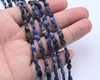 Faceted Dumortierite Beads, Teardrop Gemstone Beads for DIY Jewelry, Quartz Dangles Beads Bracelet Jewelry Making Healing Crystals, GRN668