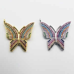 Ciondolo farfalla Mariposa in pendente farfalla riempita d'oro, ciondolo farfalla monarca micro pavè CZ per creazione di gioielli collana, CP1148