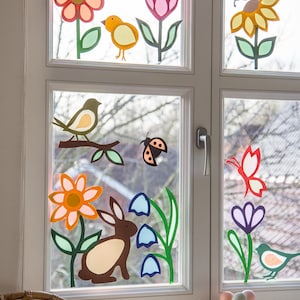 Frühlings-Fensterbilder Vorlage als PDF Download – Kreative Bastelidee für dein Zuhause