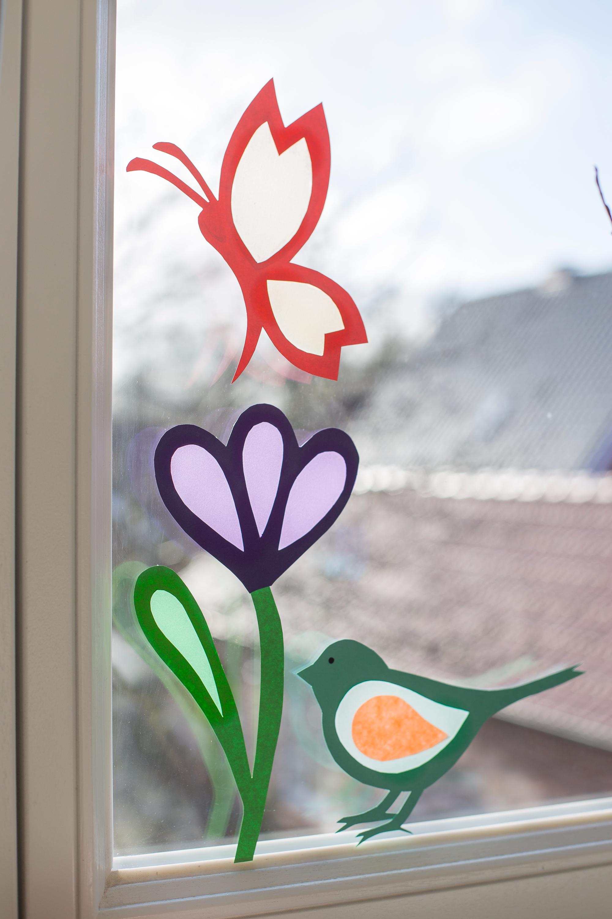 Frühlings-Fensterbilder Vorlage als PDF Download – Kreative Bastelidee