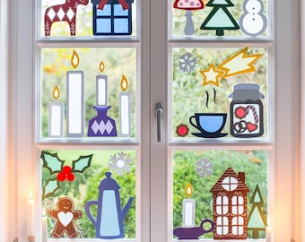 Decoraciones navideñas para ventanas con una plantilla invernal en formato PDF descargable: una idea creativa para decorar tu hogar y tus ventanas.