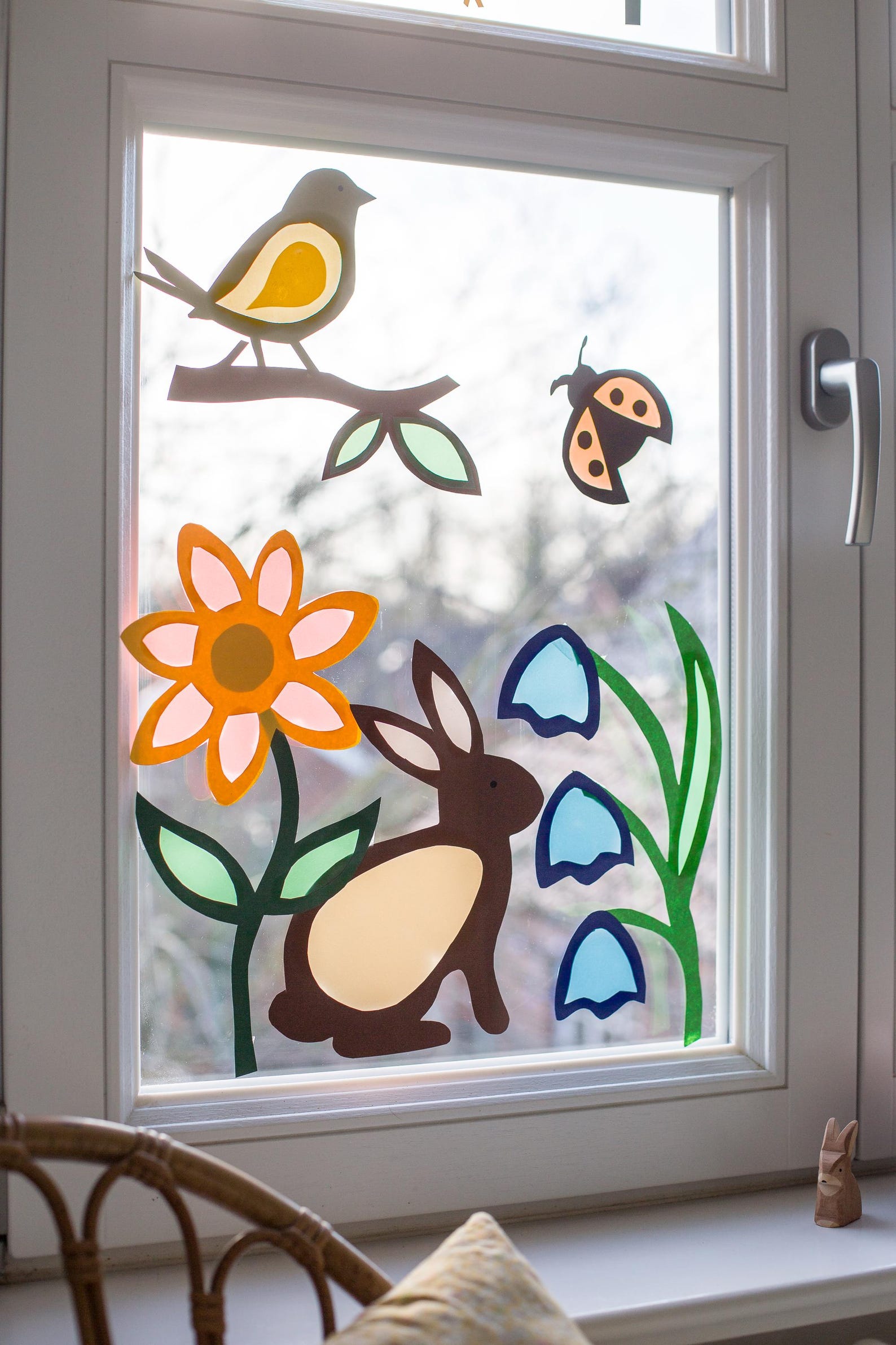 Frühlings-Fensterbilder Vorlage als PDF Download – Kreative Bastelidee