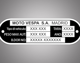 Engraved nameplate - replacement plate for Vespa & Piaggio - individually customizable - MADRID