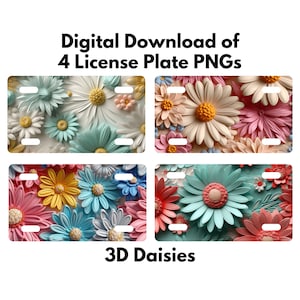 Daisy License Plate PNG, Sublimation Design,  License Plate PNG Designs, License Plate Sublimation Designs, 3D License Plate PNG