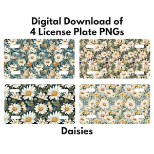 Daisy License Plate PNG, License Plate Sublimation Design, License Plate PNG Designs, License Plate PNG Floral