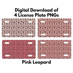 Pink Leopard License Plate PNG, Sublimation Design, License Plate PNG Designs, License Plate Sublimation Designs, License Plate Leopard PNG